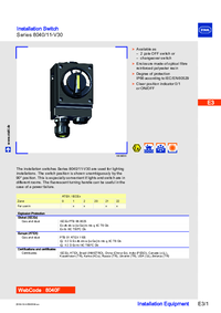 Thumbnail of document Data Sheet - Series 8040/11-V30 Installation Switch